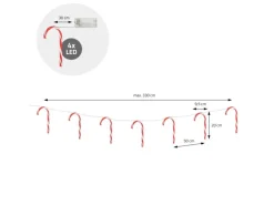 ECD Germany LED Lichterkette mit 7 Zuckerstangen 28 LEDs Warmweiß 330 cm