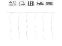 ECD Germany LED Lichterkette Lichtervorhang mit 240 LEDs Warmweiß