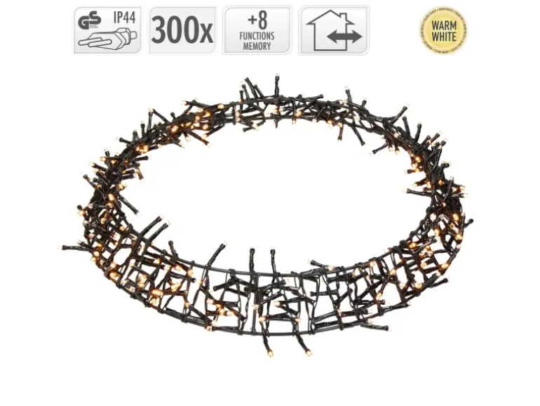 ECD Germany LED Lichterkranz Ø38cm 300 LEDs Warmweiß 8 Leuchtmodi
