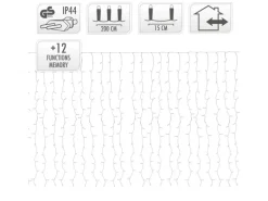 ECD Germany LED Lichtervorhang 2x1,5m 240 Kaltweiße LEDs 12 Funktionen IP44