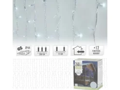 ECD Germany LED Lichtervorhang 2x1,5m 240 Kaltweiße LEDs 12 Funktionen IP44