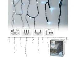 ECD Germany LED Lichtervorhang 6m 180 Kaltweiße LEDs Eiszapfen Lichterkette IP44