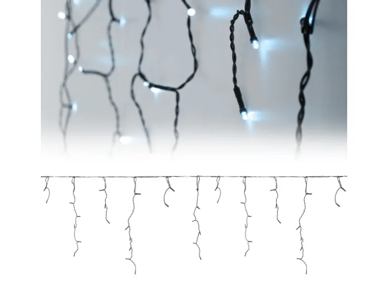 ECD Germany LED Lichtervorhang 6m 180 Kaltweiße LEDs Eiszapfen Lichterkette IP44