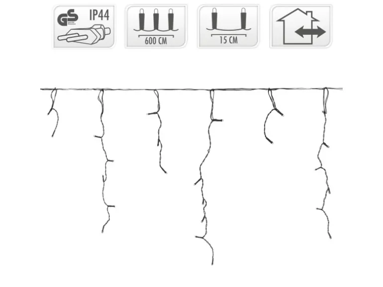 ECD Germany LED Lichtervorhang 6m 180 Kaltweiße LEDs Eiszapfen Lichterkette IP44