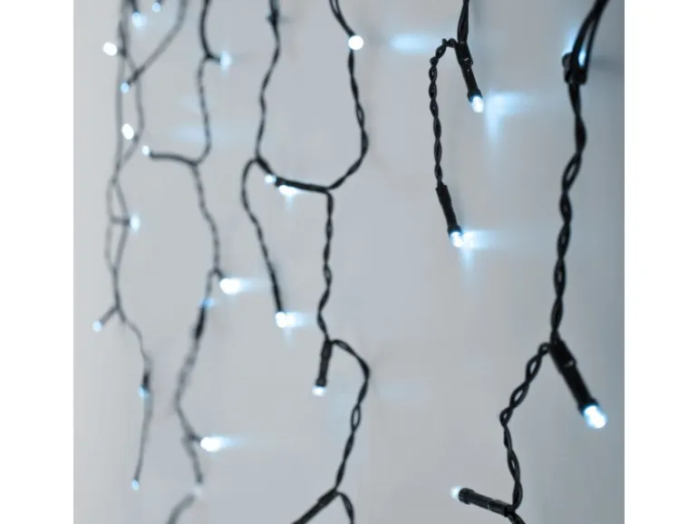 ECD Germany LED Lichtervorhang 6m 180 Kaltweiße LEDs Eiszapfen Lichterkette IP44