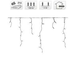 ECD Germany LED Lichtervorhang 12 m 360 Warmweiße LEDs Eiszapfen Lichterkette