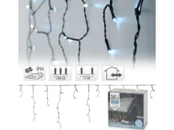 ECD Germany LED Lichtervorhang 12m 360 Kaltweiße LED Eiszapfen Lichterkette IP44