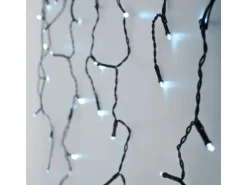 ECD Germany LED Lichtervorhang 12m 360 Kaltweiße LED Eiszapfen Lichterkette IP44