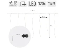 ECD Germany LED Lichtervorhang 300cm 120LED Warmweiß mit Timer 19 Modi