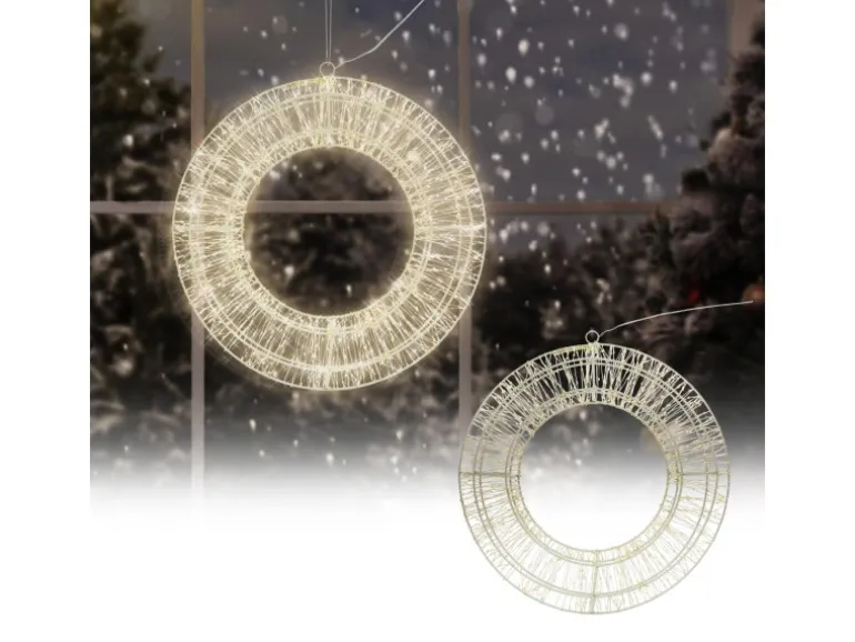 ECD Germany LED Metall Kranz 38cm mit 960 LEDs Warmweiß und Timer IP44