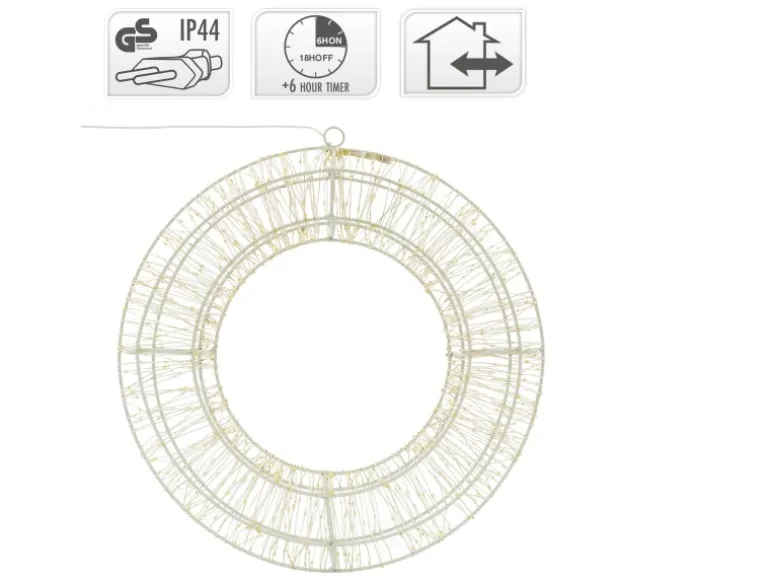 ECD Germany LED Metall Kranz 38cm mit 960 LEDs Warmweiß und Timer IP44