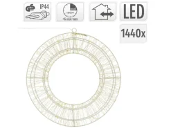 ECD Germany LED Metall Kranz 50cm mit 1440 LED Warmweiß und Timer IP44