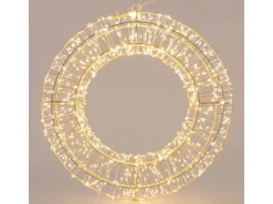 ECD Germany LED Metall Kranz 50cm mit 1440 LED Warmweiß und Timer IP44