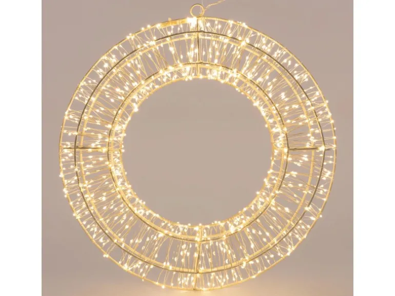 ECD Germany LED Metall Kranz 50cm mit 1440 LED Warmweiß und Timer IP44