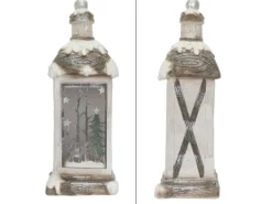 ECD Germany LED Weihnachtslaterne mit Warmweißes Licht 60cm Weiß Beige Grünes