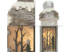 ECD Germany LED Weihnachtslaterne mit Warmweißes Licht 60cm Weiß Beige Grünes