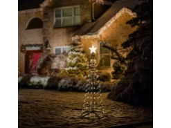 ECD Germany LED Weihnachtsbaum Außen 150 cm 154 LED Warmweiß Metall