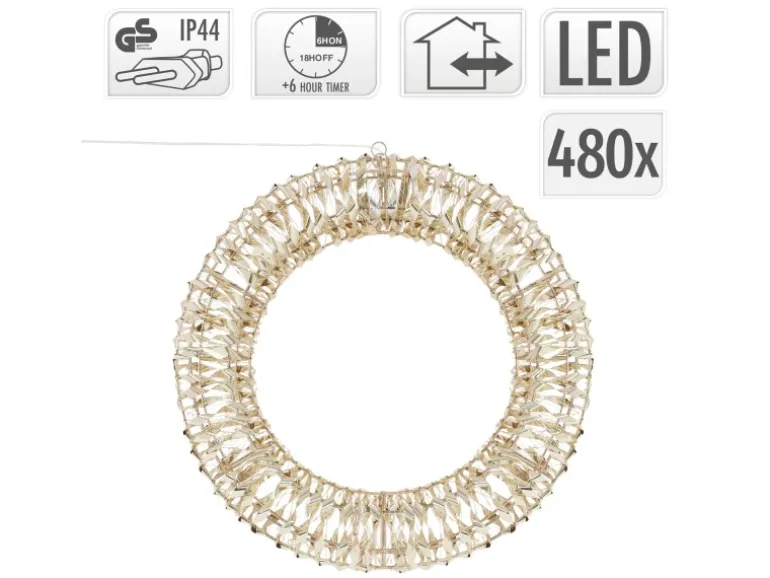 ECD Germany LED Weihnachtskranz 38cm mit 480 Warmweiß Micro LEDs Timer