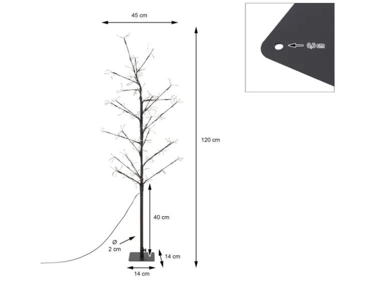 ECD Germany LED-Baum 120 cm 240 Warmweißen LEDs Lichterbaum mit Timer