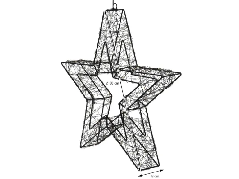 ECD Germany LED-Weihnachtsstern 50 cm 720 LEDs Extra-Warmweiß Metall