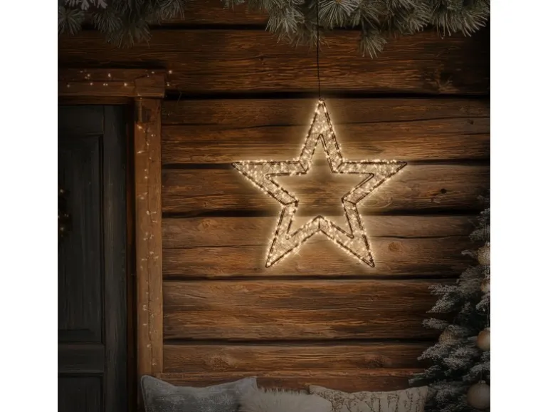 ECD Germany LED-Weihnachtsstern 50 cm 720 LEDs Extra-Warmweiß Metall