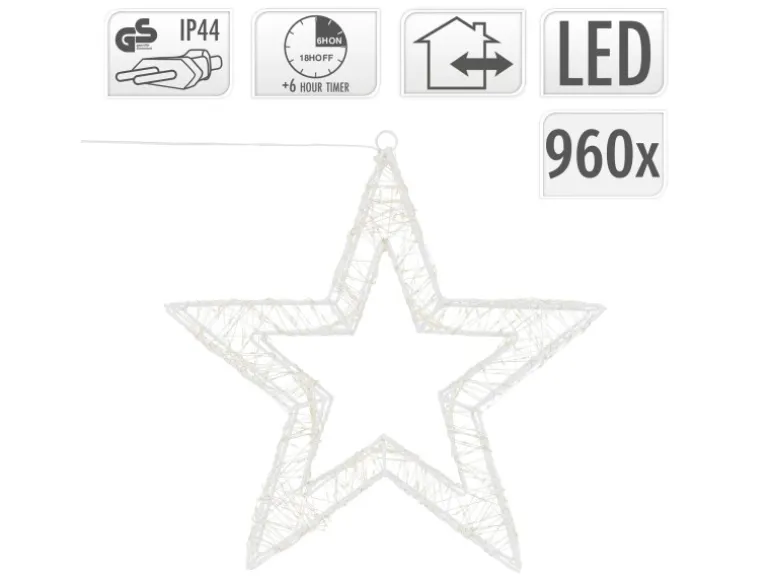 ECD Germany LED-Weihnachtsstern 38 cm mit 960 Warmweiß LEDs und Timer