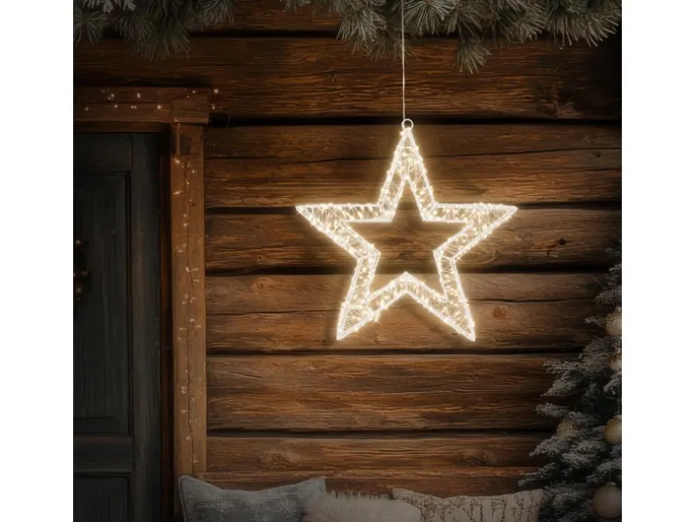 ECD Germany LED-Weihnachtsstern 38 cm mit 960 Warmweiß LEDs und Timer