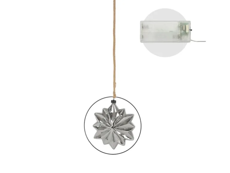 ECD Germany LED-Weihnachtsstern 18cm 40LED 80cm Seil Deko Leuchtstern Zum Hängen