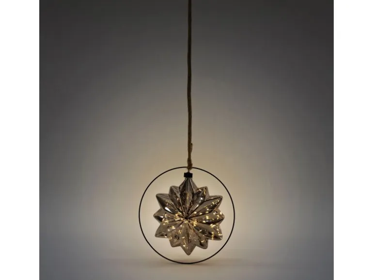 ECD Germany LED-Weihnachtsstern 18cm 40LED 80cm Seil Deko Leuchtstern Zum Hängen