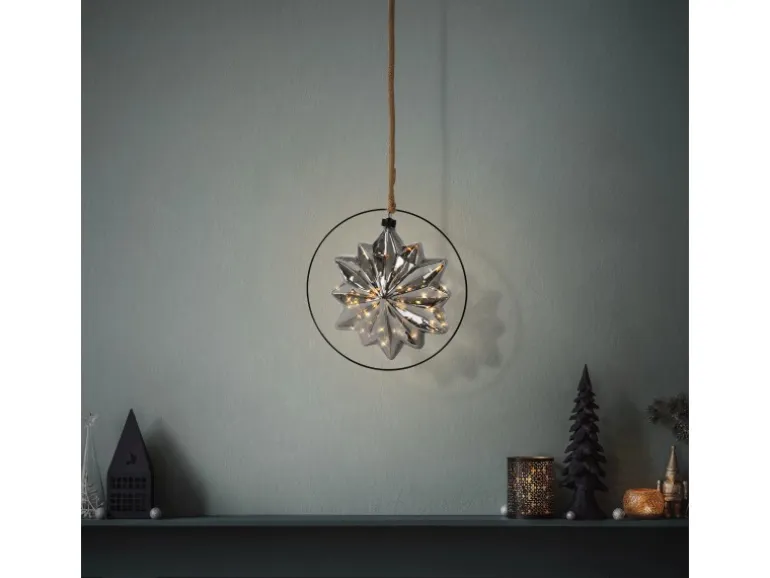 ECD Germany LED-Weihnachtsstern 18cm 40LED 80cm Seil Deko Leuchtstern Zum Hängen