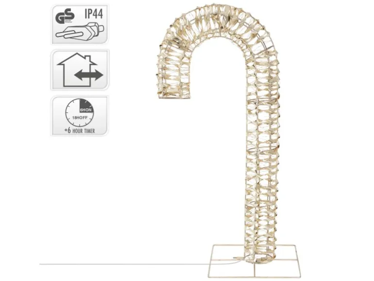 ECD Germany LED-Zuckerstange 75 cm in Gold mit LED-Beleuchtung Timer