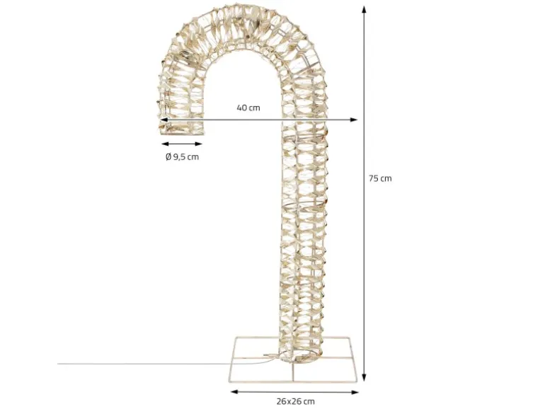 ECD Germany LED-Zuckerstange 75 cm in Gold mit LED-Beleuchtung Timer