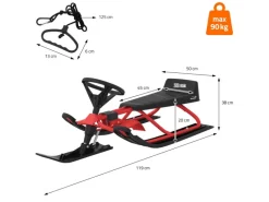 ECD Germany Lenkschlitten in Rot für Kinder ab 5 Jahre bis 90 kg 119x38x50 cm