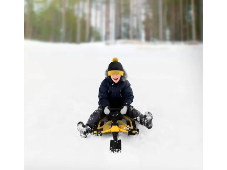 ECD Germany Lenkschlitten in Gelb für Kinder ab 5 Jahre bis 90 kg 119x38x50 cm
