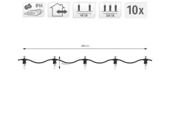 ECD Germany Lichterkette mit Flammeneffekt 360 cm 10 Glühbirnen Warmweiß IP44