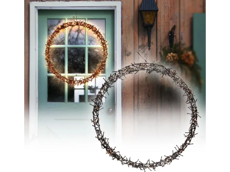 ECD Germany Lichterkranz 500 LEDs 58cm Warmweiß IP44 Türkranz Fensterkranz Ring