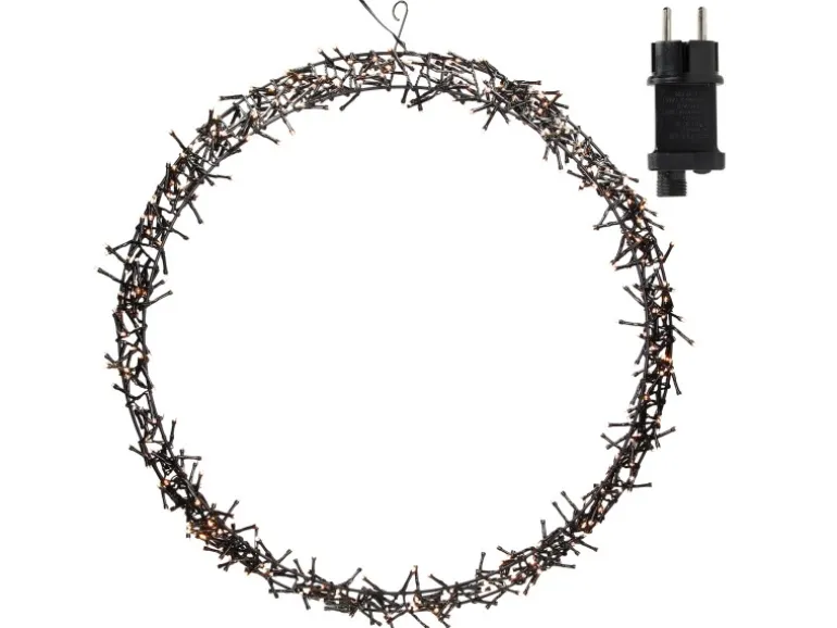ECD Germany Lichterkranz 500 LEDs 58cm Warmweiß IP44 Türkranz Fensterkranz Ring