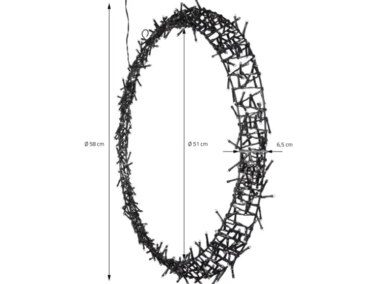 ECD Germany Lichterkranz 500 LEDs 58cm Warmweiß IP44 Türkranz Fensterkranz Ring