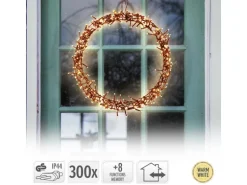ECD Germany Lichterkranz 300 LEDs 38cm Warmweiß IP44 Türkranz Fensterkranz Ring