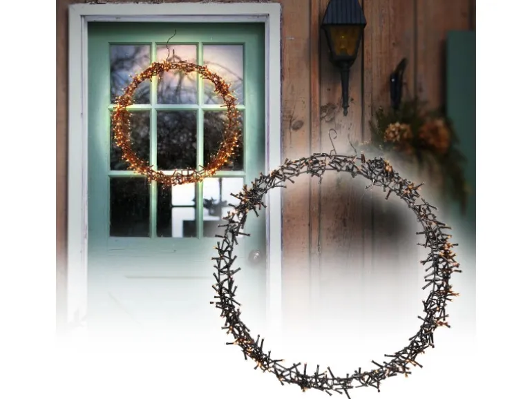 ECD Germany Lichterkranz 400 LEDs 48cm Warmweiß IP44 Türkranz Weihnachtsdeko