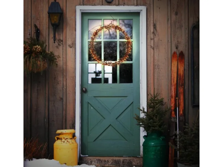 ECD Germany Lichterkranz 400 LEDs 48cm Warmweiß IP44 Türkranz Weihnachtsdeko