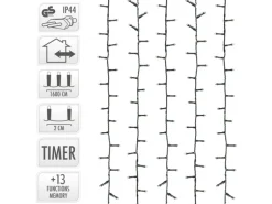 ECD Germany Solar Lichterkette Aussen 16m 800LED Warmweiß Timer 13Modi