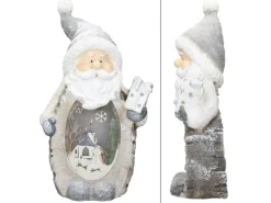 ECD Germany Weihnachtsmann Deko Figur mit LED Beleuchtung 52cm Warmweiß Weiß