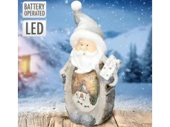 ECD Germany Weihnachtsmann Deko Figur mit LED Beleuchtung 52cm Warmweiß Weiß