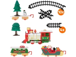 ECD Germany Weihnachtszug Set 22 Teile Batteriebetrieben Licht & Sound