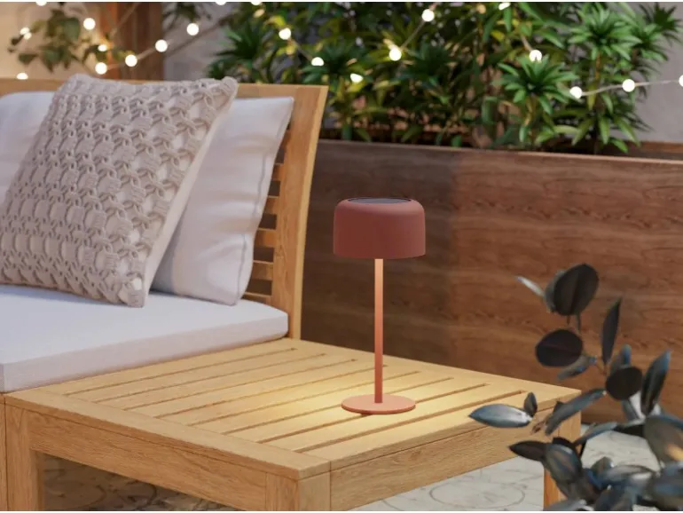 EGLO Solar LED Akku Tischleuchte ROCCANOVA Rot Touchdimmer IP44