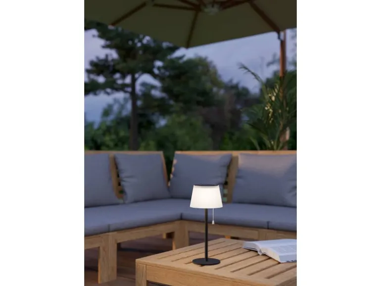 EGLO Solar LED Akku Tischleuchte SCORDIANO Weiß-Schwarz m. Zugschalter IP44