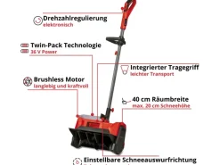 Einhell Power X-Change Akku-Schneefräse GE-ST 36/40 Li E-Solo