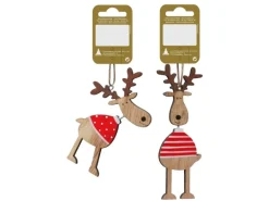 Elch Holz zum Hängen 2 Arten Natur/Rot