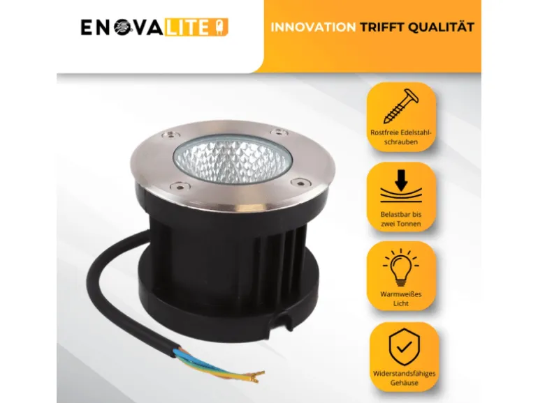 ENOVALITE LED Bodenleuchte Gartenstrahler 6er Set 6x7W 6x490lm IP67 Warmweiß Bodeneinbauleuchte